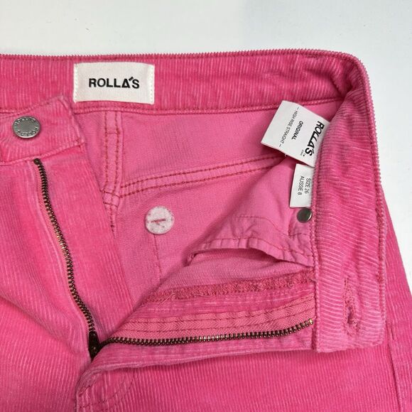 Rollas Corduroy Jeans 26 Original Straight Hot Pink Hi Rise Preppy Barbie *Flaw - Picture 10 of 14